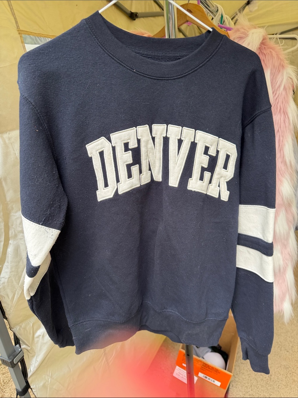 Denver Navy Crewneck Sweatshirt with White Applique